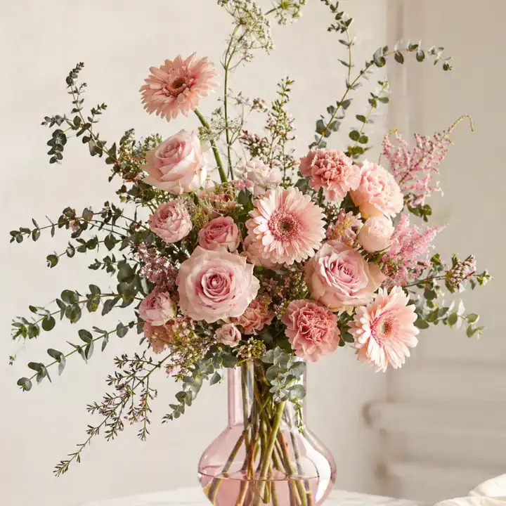 Blush Carnation Rose Bridal Bliss Bouquet 1 carnations and roses bouquet