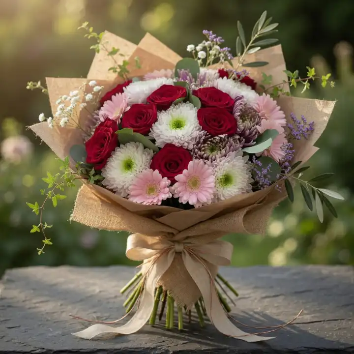Romantic Rose & Chrysanthemum Bliss Bouquet 1 rose and chrysanthemum bouquet