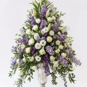 Luxury White and Purple Rose and Stock Arrangement