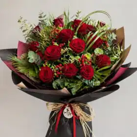Deep Crimson 1 Dozen Red Roses Bouquet