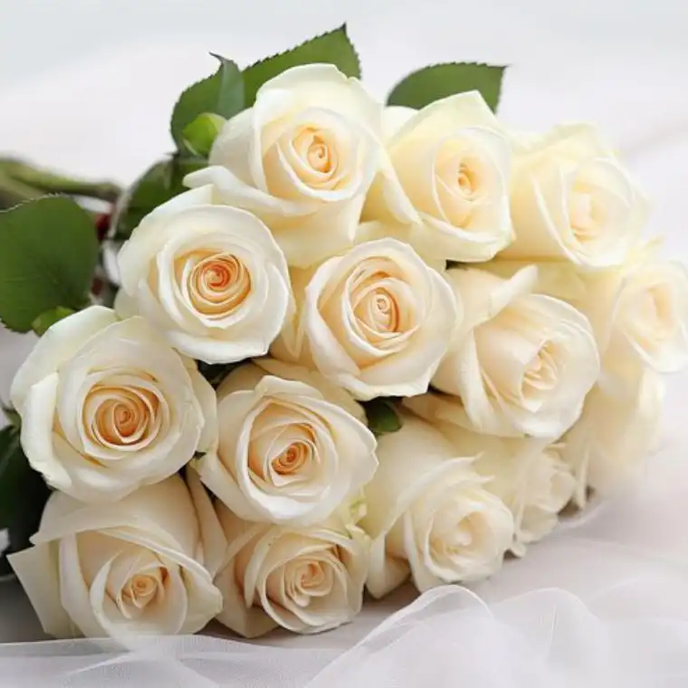 Pure White Silk Rose Bouquet 2 Bouquet With White Roses