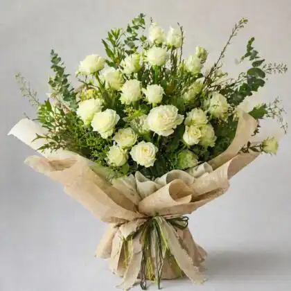 luxury white rose bouquet_