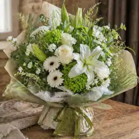 The Serenity Bouquet: White Lilies & Roses