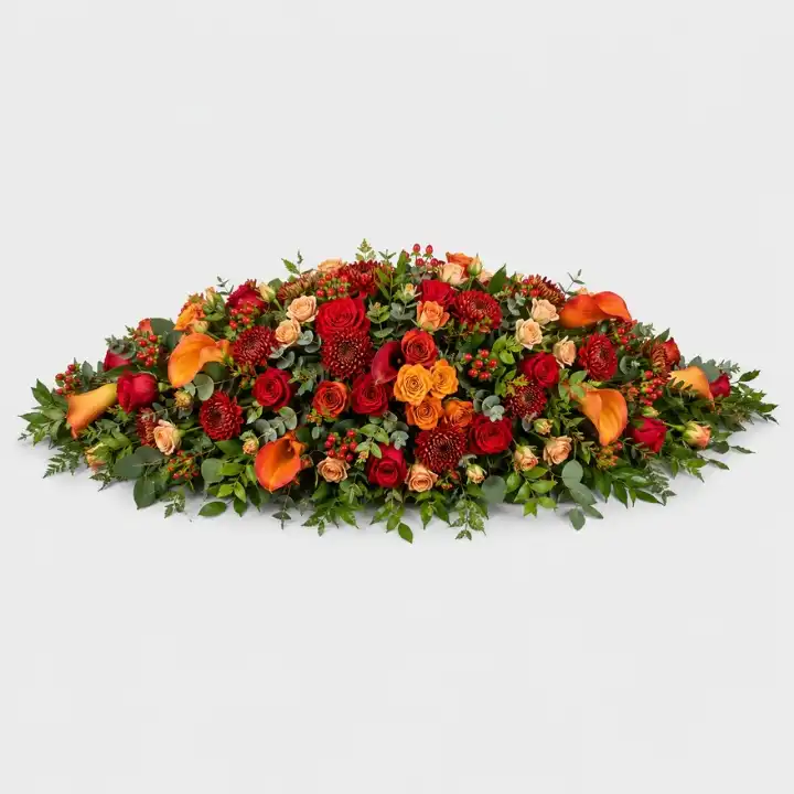 Red And Orange Mixed Casket Spray 2 Red And Orange Mixed Casket Spray