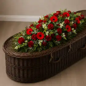 Eternal Devotion Red Rose and Gerbera Coffin Spray