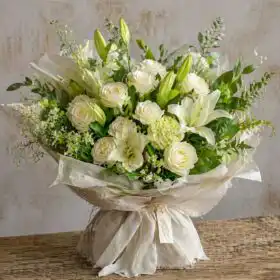 Pure Elegance White Rose & Lily Bouquet