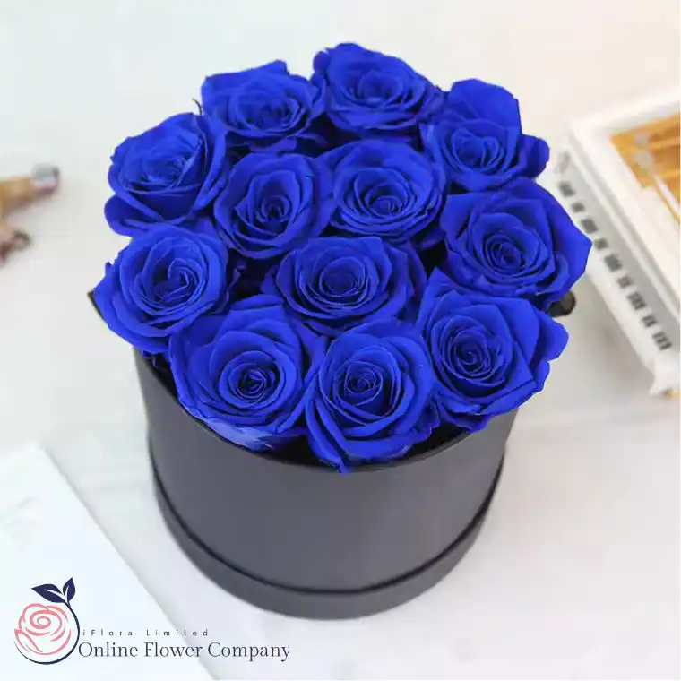 Royal Blue Roses Hatbox 3 Blue Roses Hat Box
