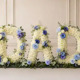 Dad Floral Letter Tribute in White and Yellow
