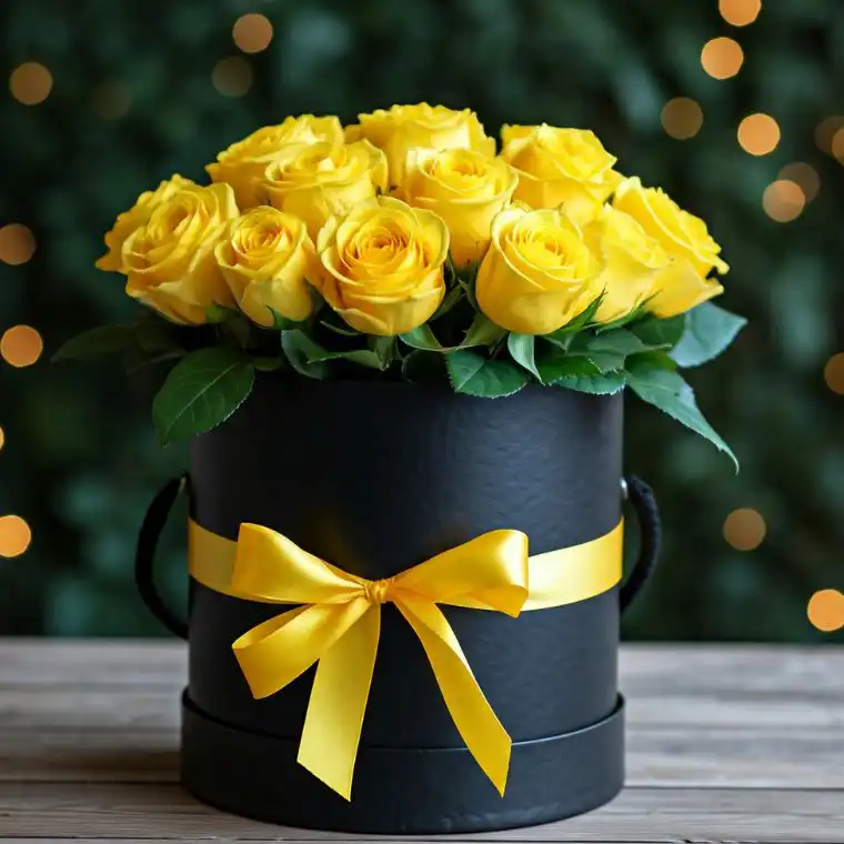 Luxury Yellow Roses Hatbox 2 Yellow Roses Hat Box