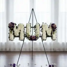 Elegant White, Pink & Purple Mum Funeral Letters