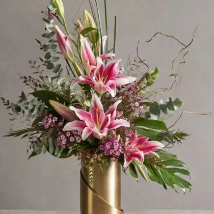 pink stargazer lily bouquet_