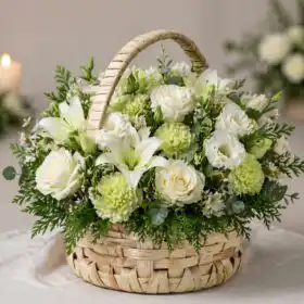 Elegant Cream Rose & Ferrero Rocher Gourmet Gift Basket