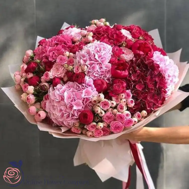 Luxury Pink Hydrangea & Rose Bridal Bouquet 2 Pink Peony Bouquet