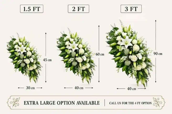 Premium White Lily and Rose Coffin Spray 3 Premium White Lily and Rose Coffin Spray size option