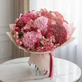 Luxury Pink Hydrangea & Rose Bridal Bouquet