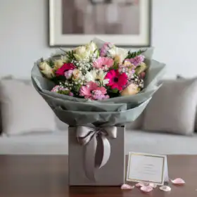 The Blush & Cream Signature Bouquet with Gerbera and Rose