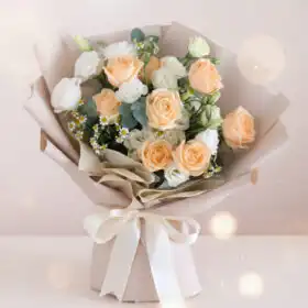 Graceful Peach & Ivory Rose Luxe Bouquet