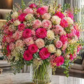 The Serenity Bouquet: Pink & White Roses