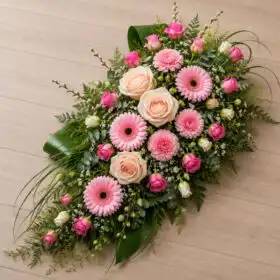 Pink Gerbera & Peach Rose Single Ended Spray