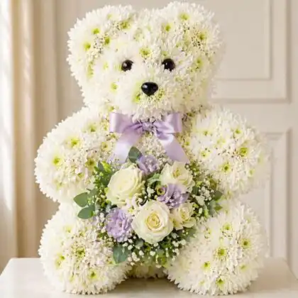 Teddy Bear Funeral Flowers Tribute