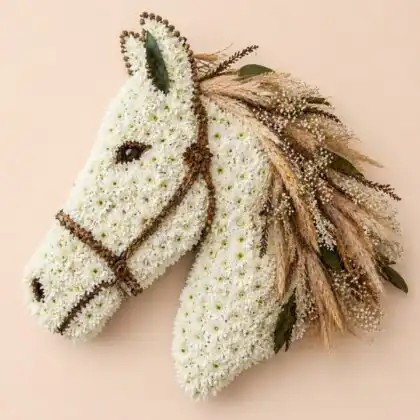 horse head funeral flowers_