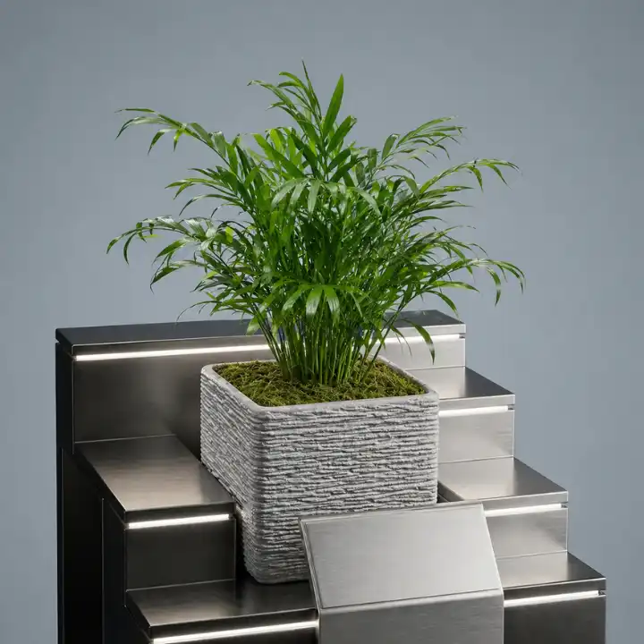 Neanthe Bella Palm in Silver Pot 1 palm neanthe bella plant_