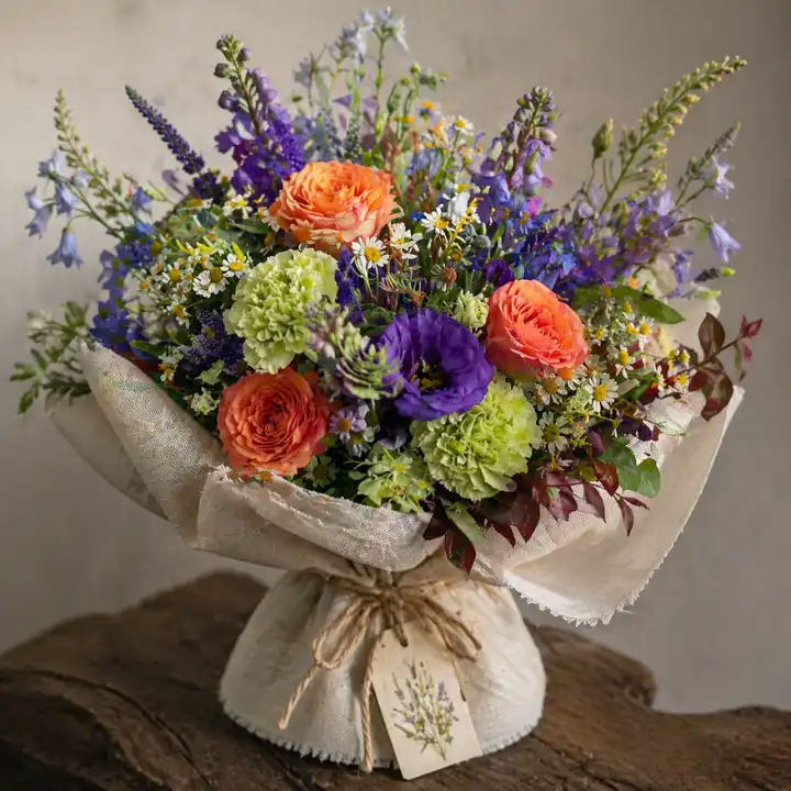 The Rustic Citrus Bouquet 1 Bouquet of roses and carnations
