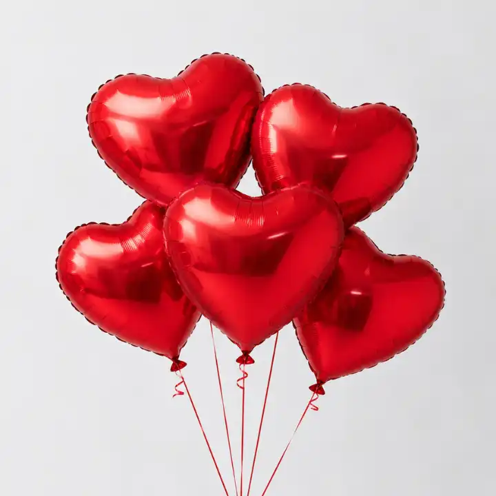 5 Red Heart Balloons 1 5 Red Heart Balloons