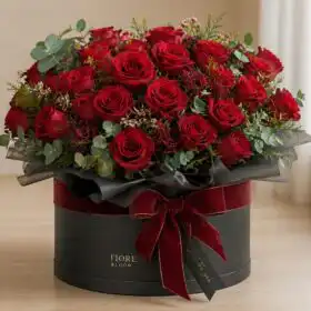 Midnight Velvet Red Rose Hatbox