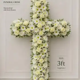 White Rose & Chrysanthemum Funeral Cross