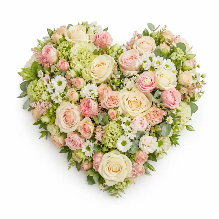 Serene Pastel Heart: Handcrafted Luxury Sympathy Tribute 1 funeral floral tributes hearts