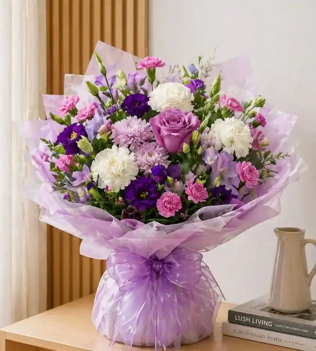 New Princess Bouquet - Purple, Pink, and Cream/White Flowers. 1 New Princess Bouquet