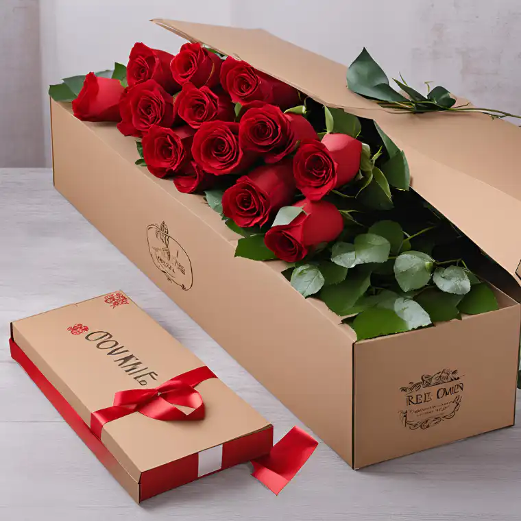 Luxury Crimson Rose Valentine's Embrace 3 12 red rose a letter box