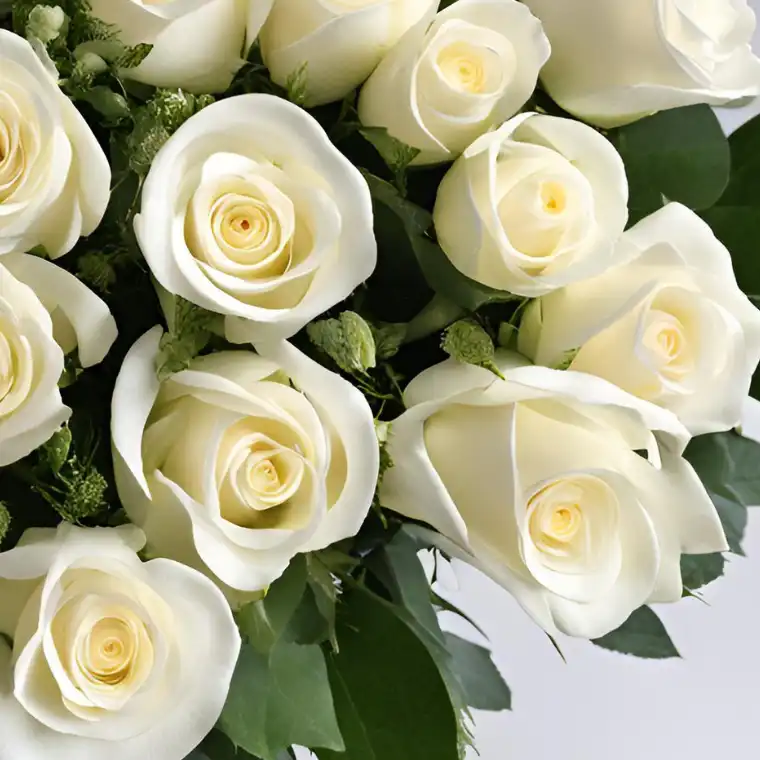 The Signature Romance: Luxury 12 Roses Bouquet 3 "12 White Rose Lady Day Flower Gift for Her - Elegant Bouquet"