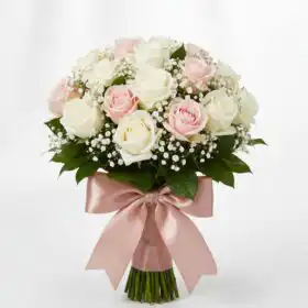 Fresh White and Light Pink Rose Bouquet