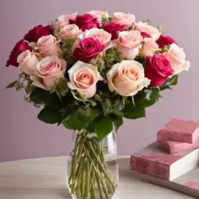Fresh Rose hand tied in a Glass Vase