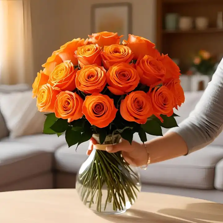 Radiant Orange Rose Luxury Bouquet 1 Orange Rose Flower Bouquet for Mother's Day UK - Next Day Delivery