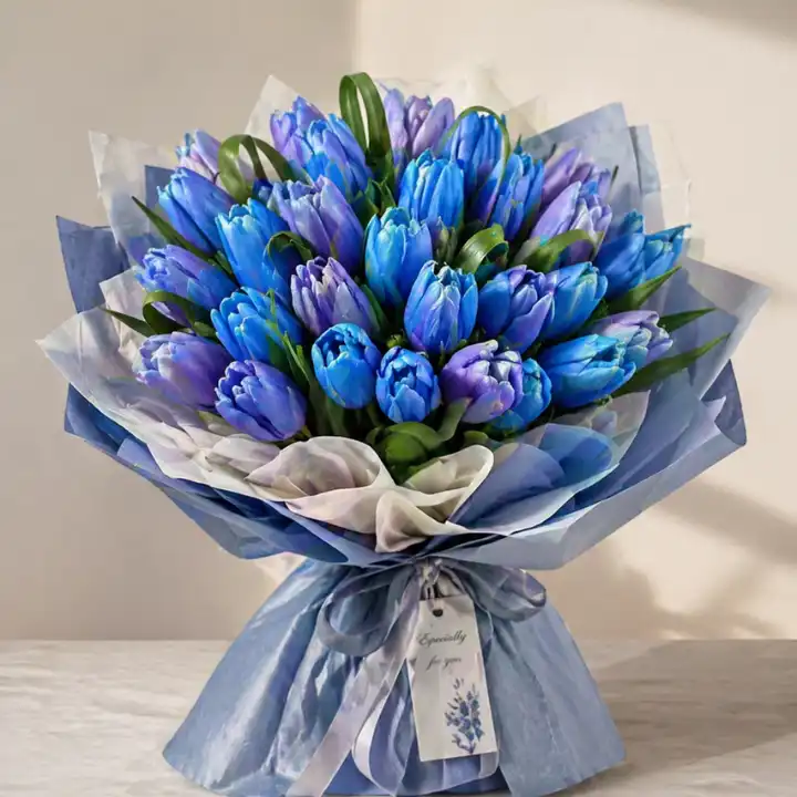 Handcrafted Blue Tulips Bouquet – Premium Fresh Flowers 1 Blue Tulips Bouquet