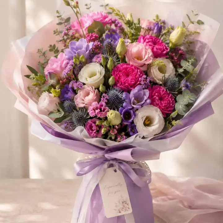 Luxury Purple Freesia and Carnation Bouquet 1 Freesia and Carnation Bouquet
