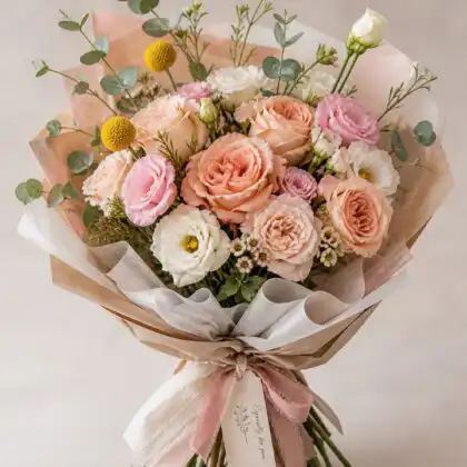 Lisianthus and Rose Bouquet