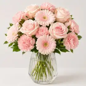 Pink Rose & Carnation Bouquet with gerbera