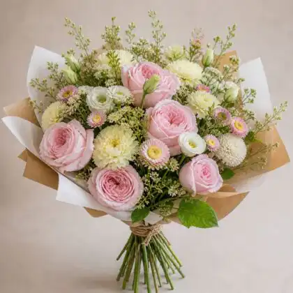 Pink & White Rose Mixed Bouquet
