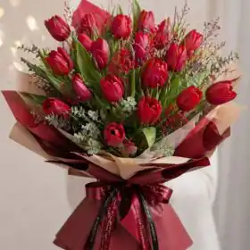 Classic Handcrafted Red Tulip Bouquet