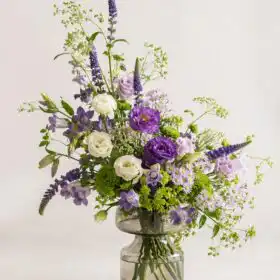 Midnight Meadow Aster & White Rose Hand-Tied Bouquet