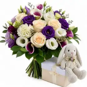Royal Peach Rose, Lisianthus & Calla Lily Hand-Tied Bouquet