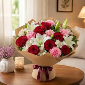 Timeless Ruby & White Masterpiece Bouquet