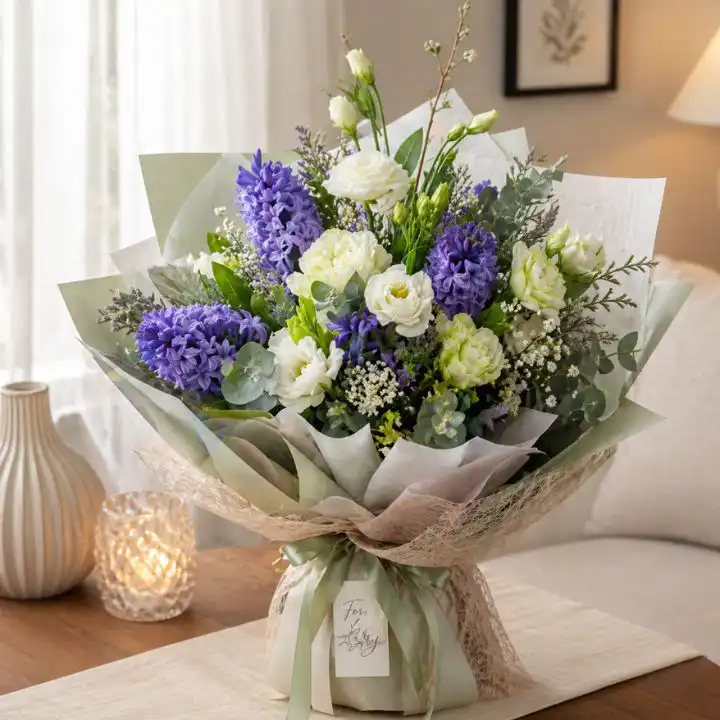 Lisianthus, Hyacinth, and Rose Bouquet 1 Lisianthus, Hyacinth, and Rose Bouquet
