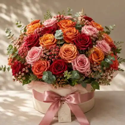 orange and pink rose bouquet​