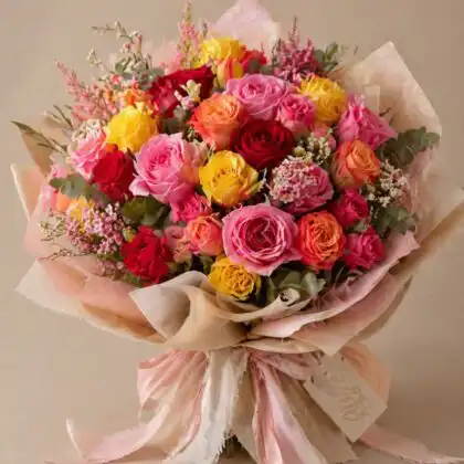pink and red rose bouquet​