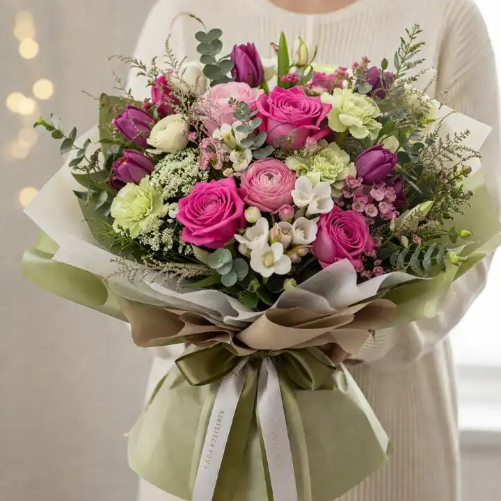 Pink carnation and rose Flower bouquet 1 pink carnation and rose bouquet